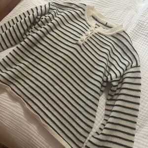 Striped Black and Cream Women's Sweater
